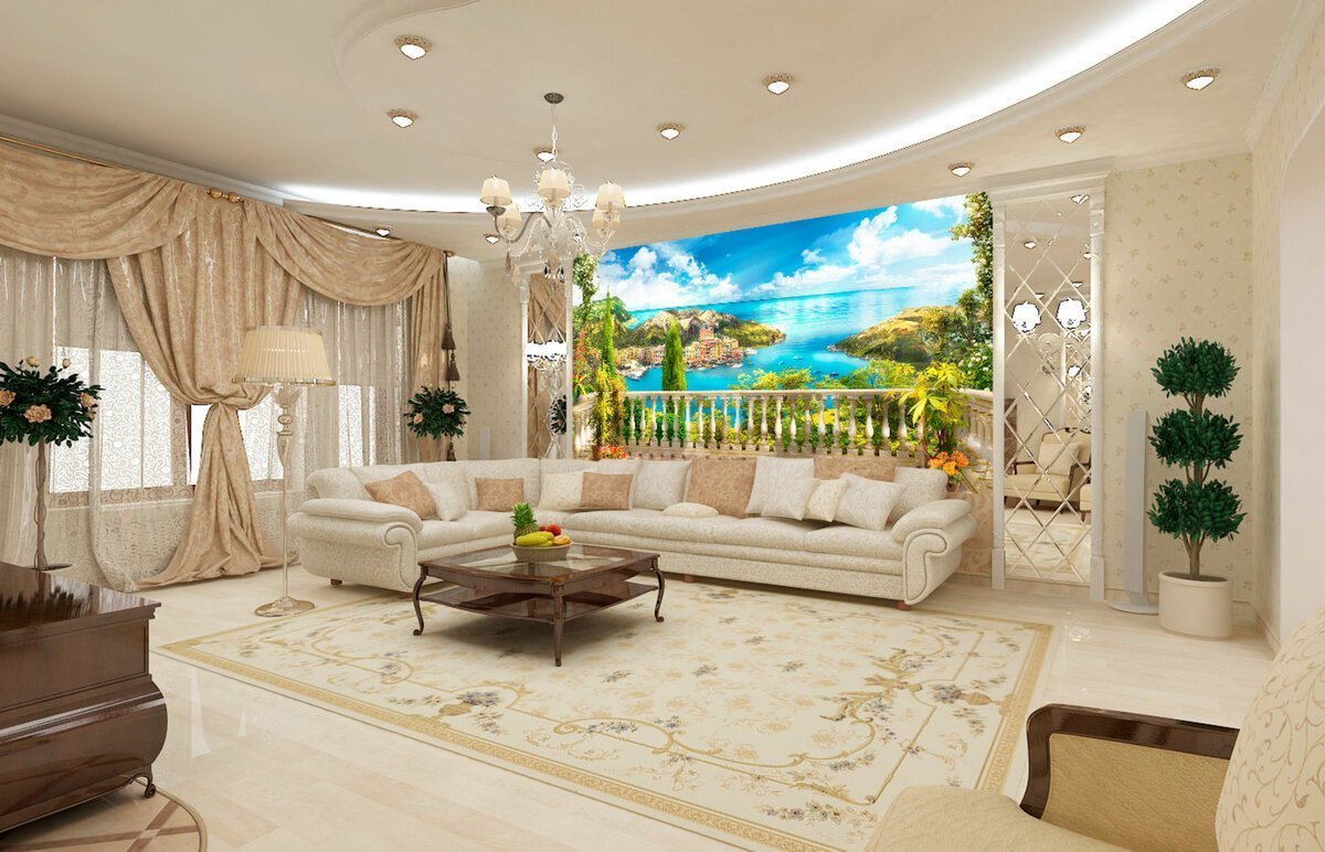 Интерьер большой гостиной