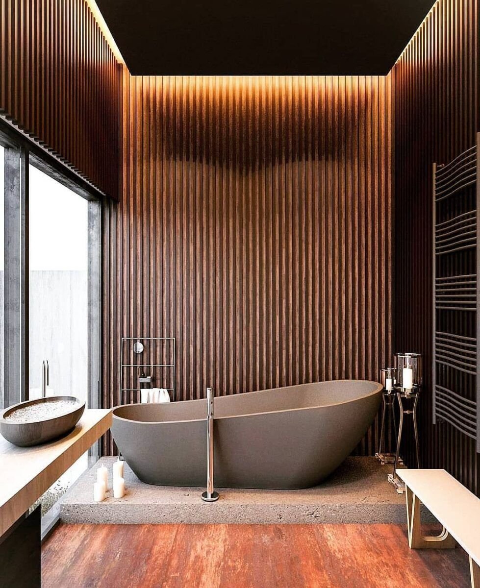 Реечный потолок из термодерева