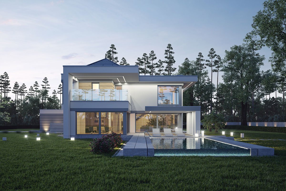 Двухэтажный дом с бассейном и гаражом