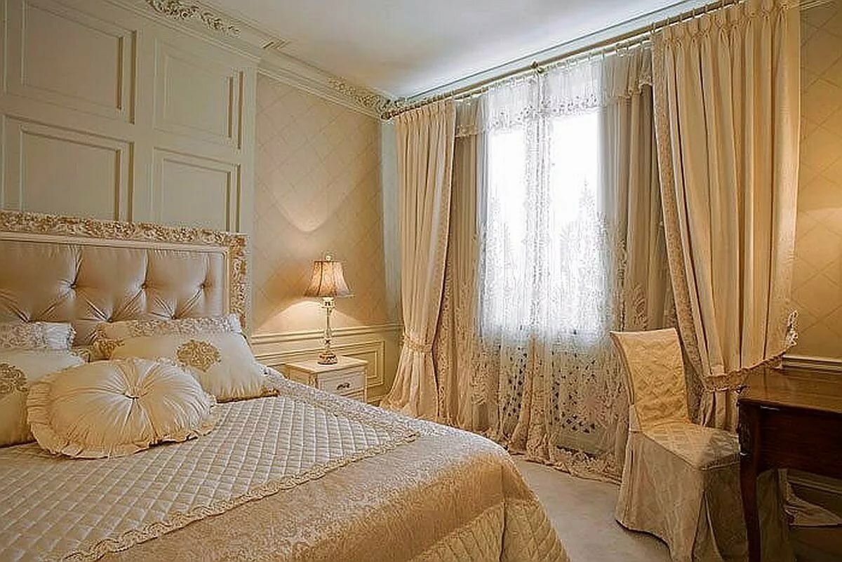 Шторы в спальню слоновая кость