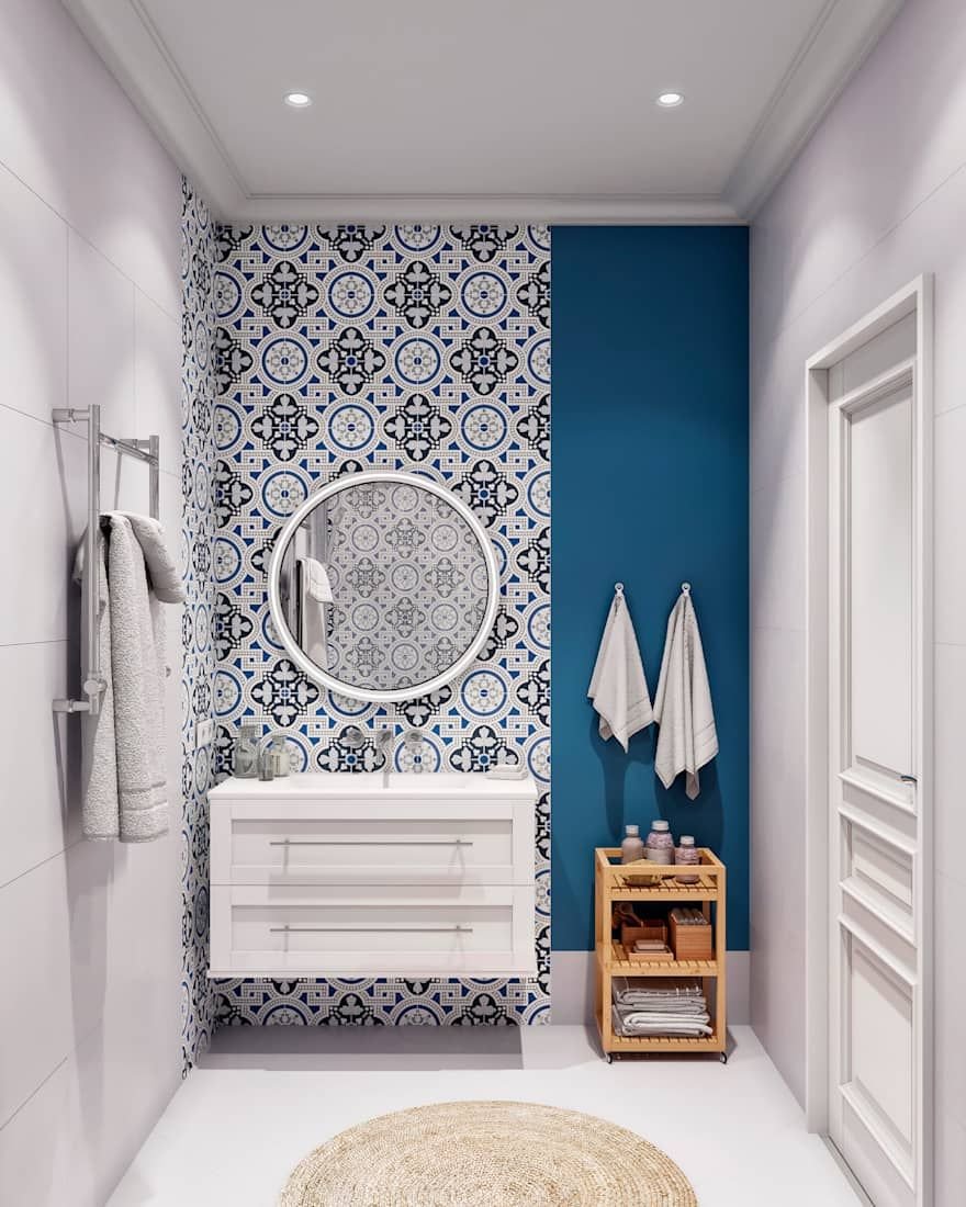 Плитка елочкой в ванной