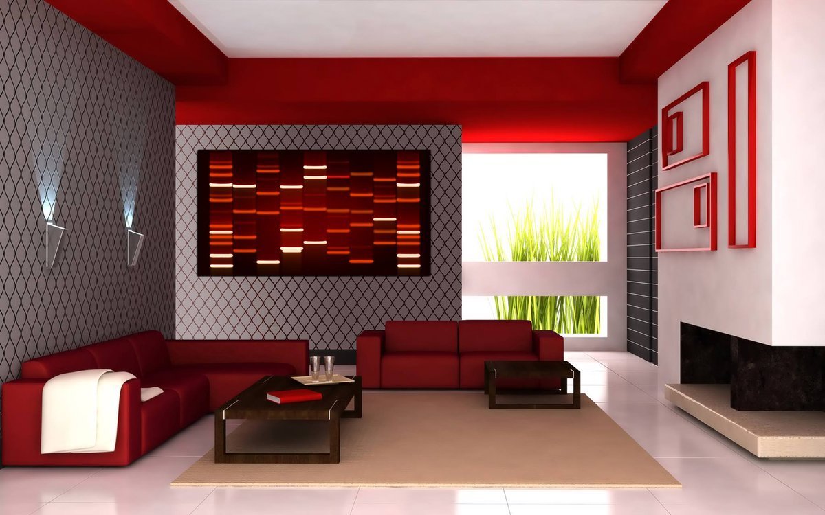 Красно черная гостиная зал