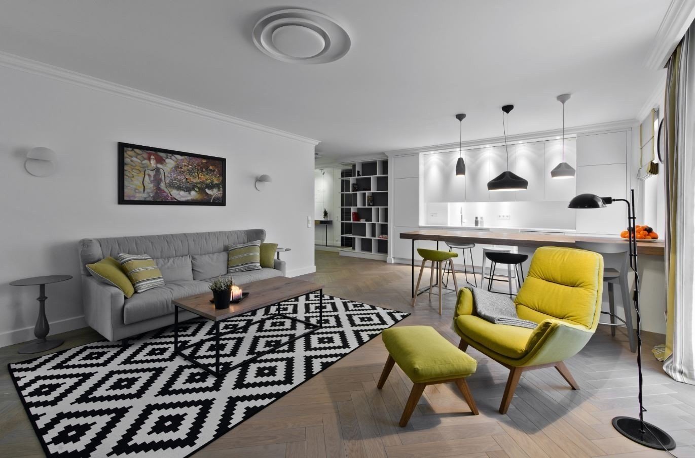 доминанта композиция в интерьере. акцент в интерьере. современные кресла для гостиной. доминанта в интерьере. монохром с яркими акцентами.