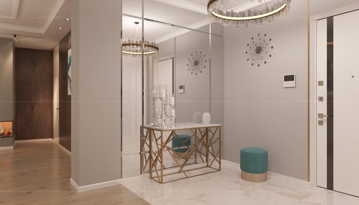 Прихожая с зеркалом в современном стиле