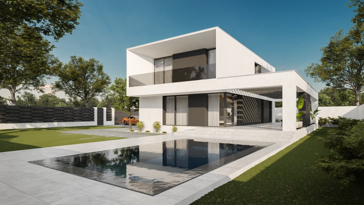 Дом с плоской крышей двухэтажный