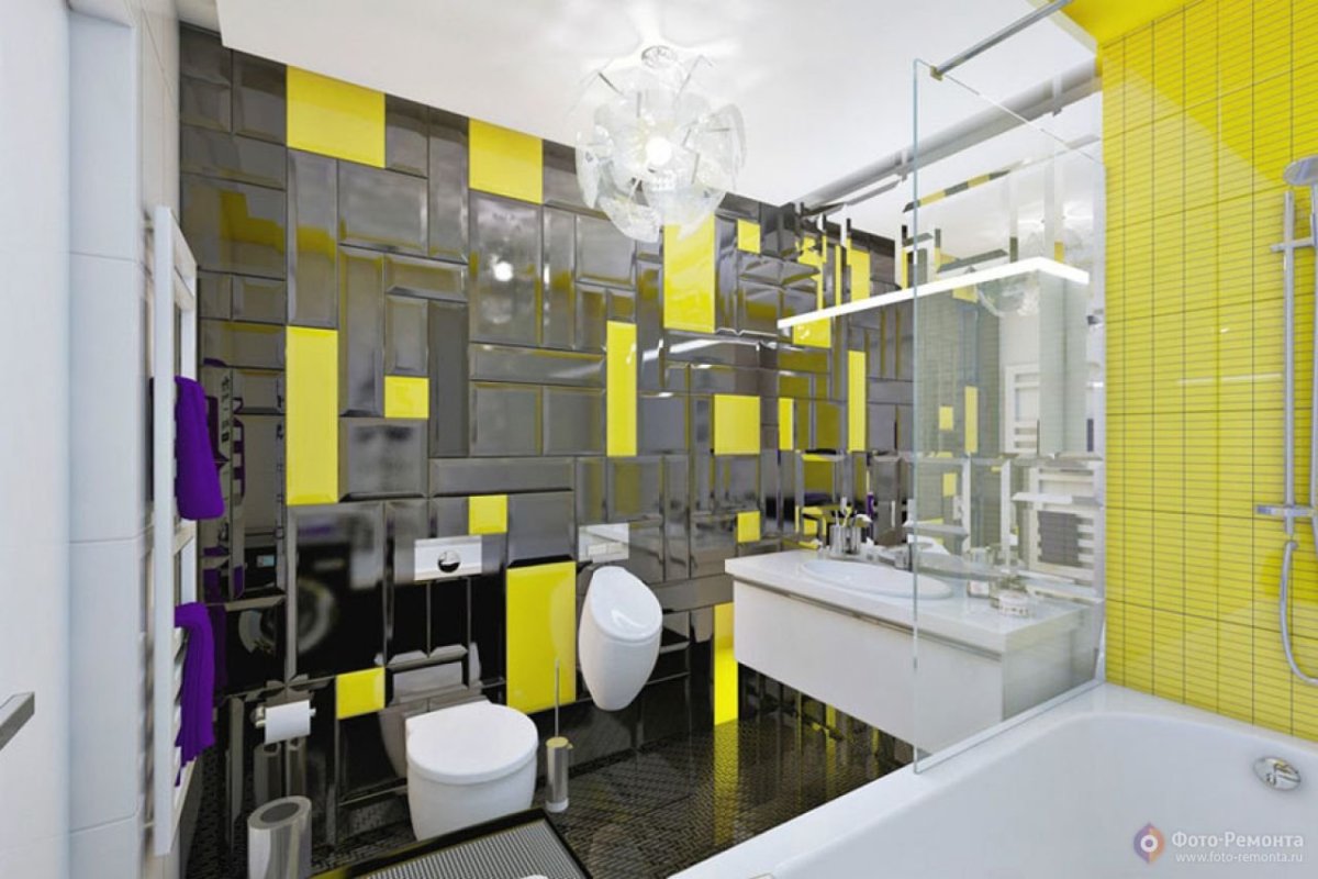 Ванная в черно желтом цвете