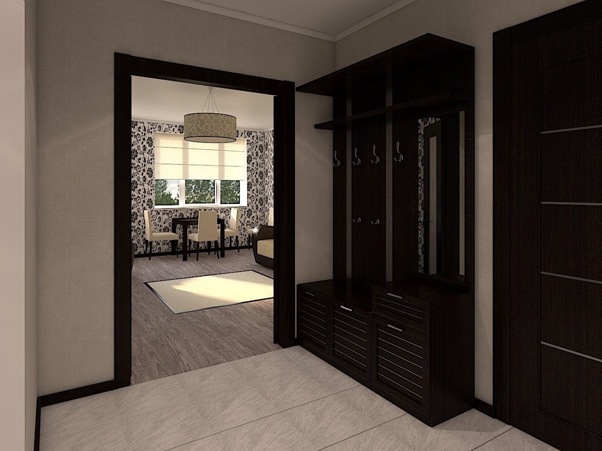 Светлый ламинат и темные двери в интерьере