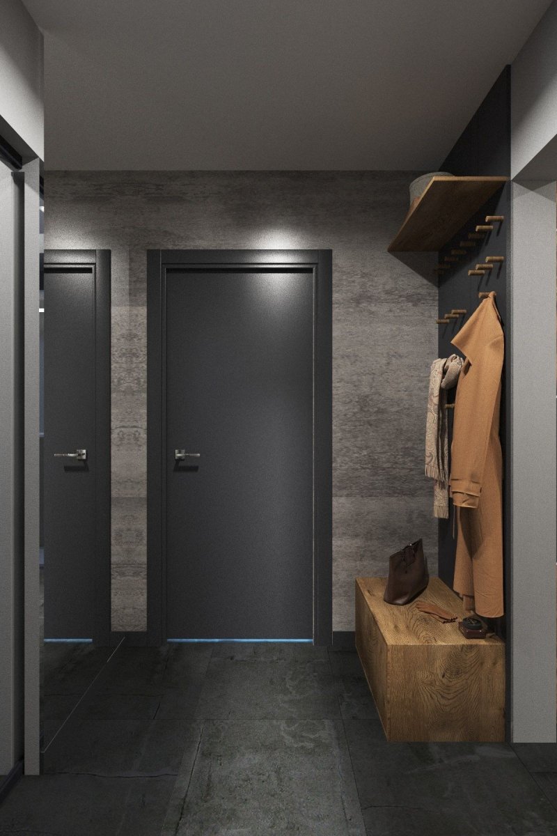 Прихожая серая с деревом