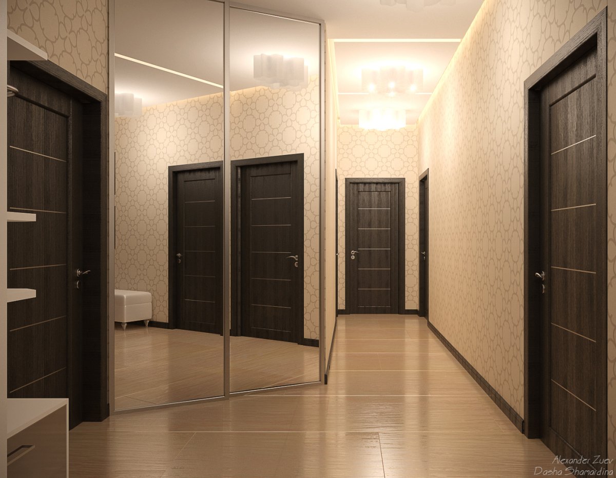 Прихожая с темной мебелью