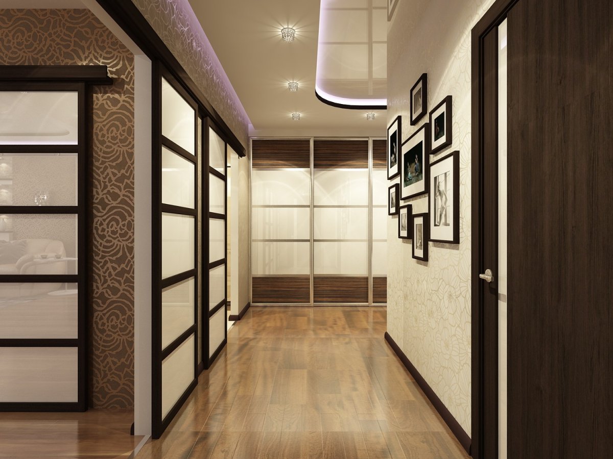 Бежево серая прихожая