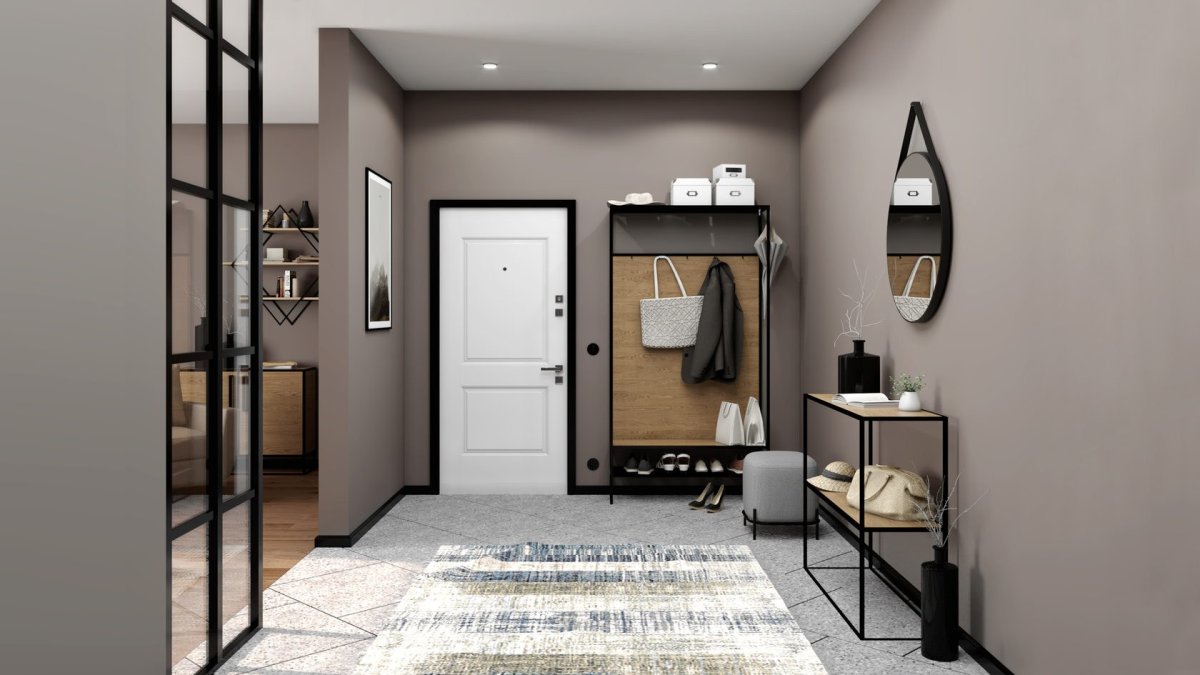 Плитка на стене в прихожей