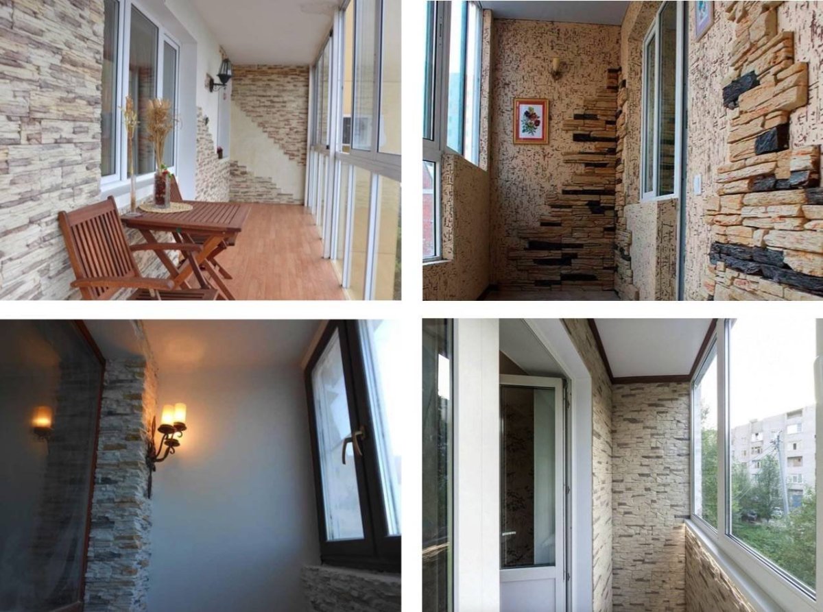 Балкон с камнями на полу