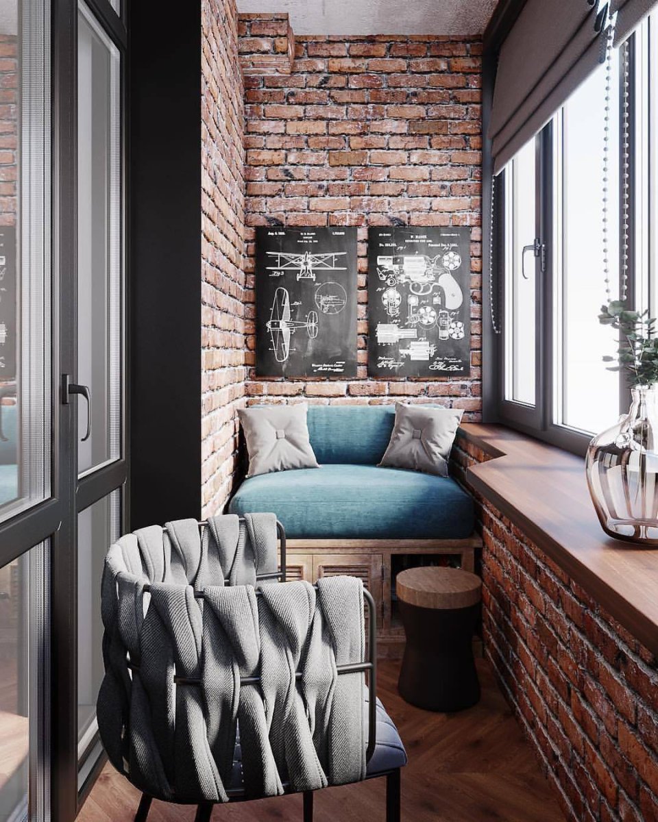 Балкон в стиле лофт