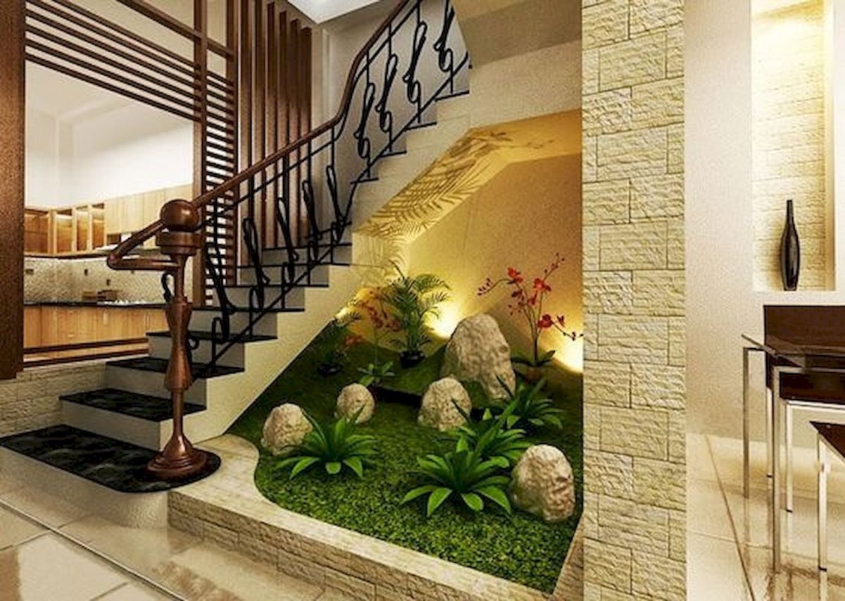 Красивые гостиные с лестницей