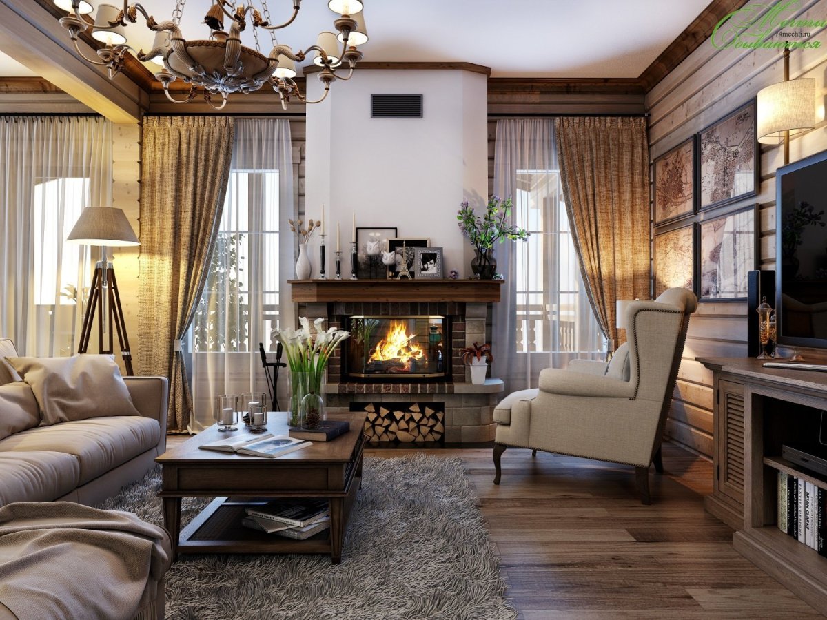 Бежевый интерьер гостиной