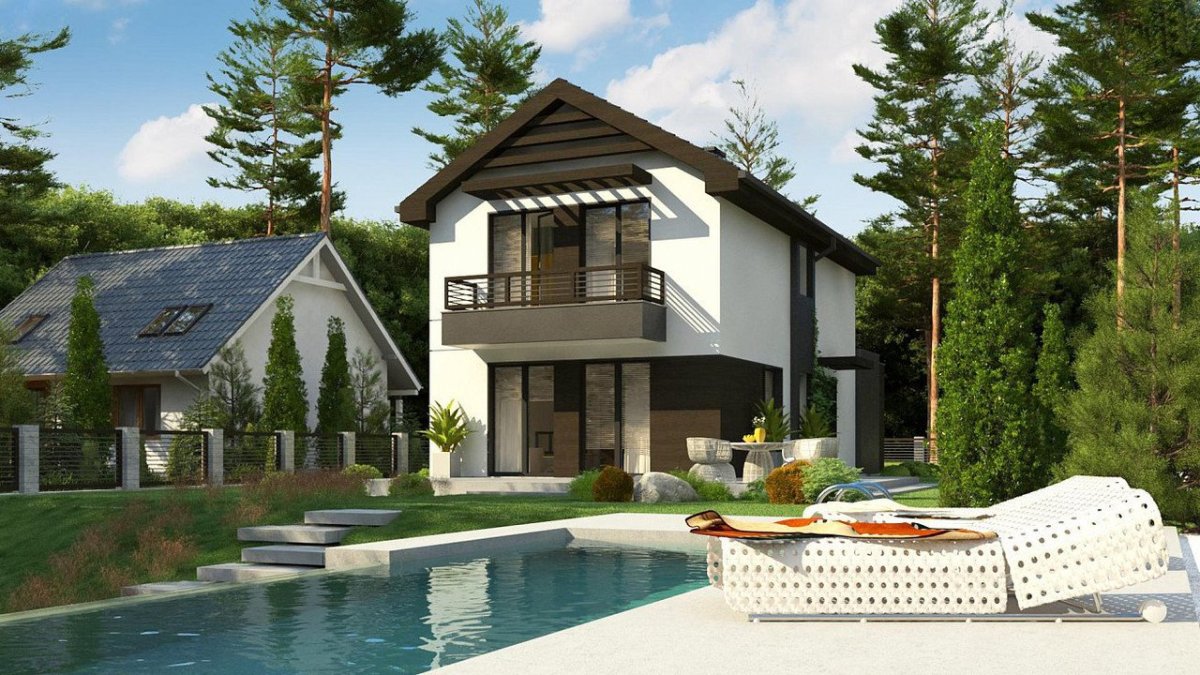 Дом с мансардой и бассейном