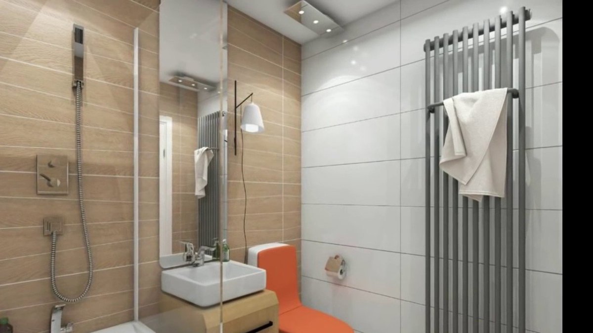 Современная ванная со стиральной машиной