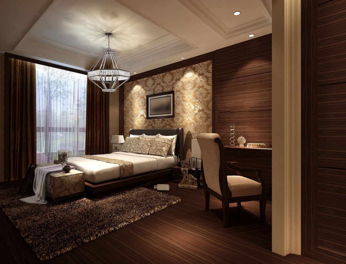 Спальня в коричневых тонах