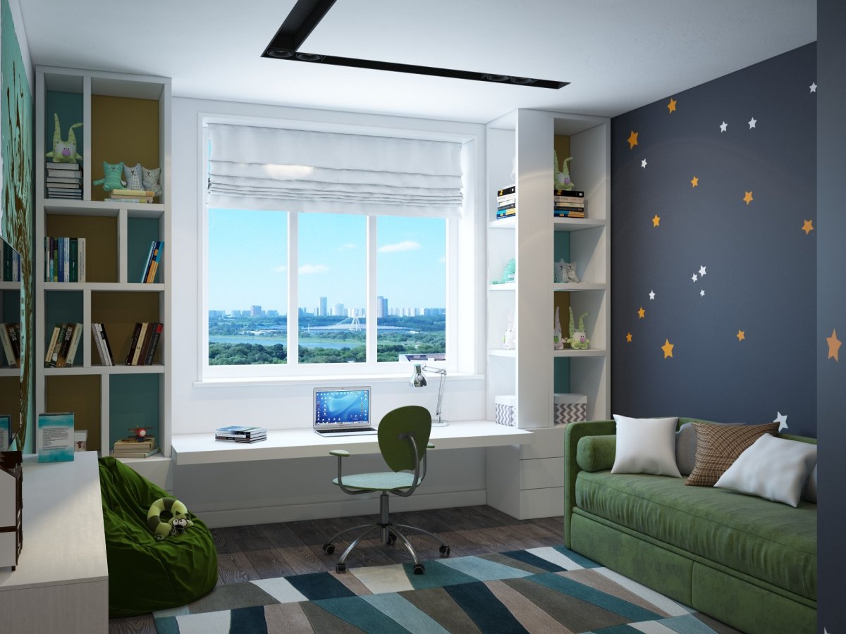 Встроенные шкафы вокруг окна