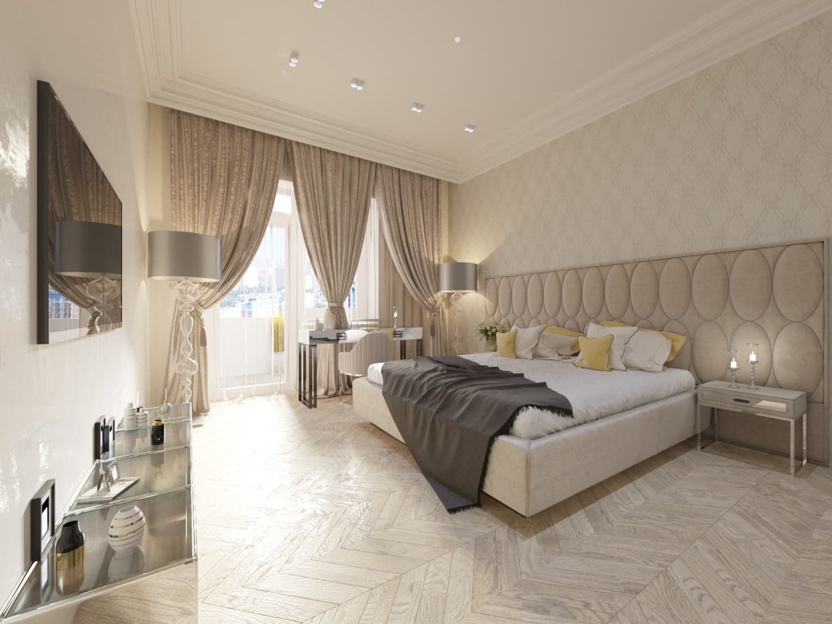 Шторы в спальню слоновая кость