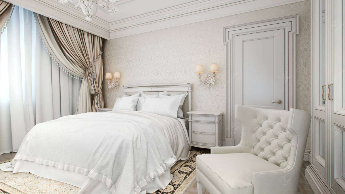 Шторы слоновой кости в спальню