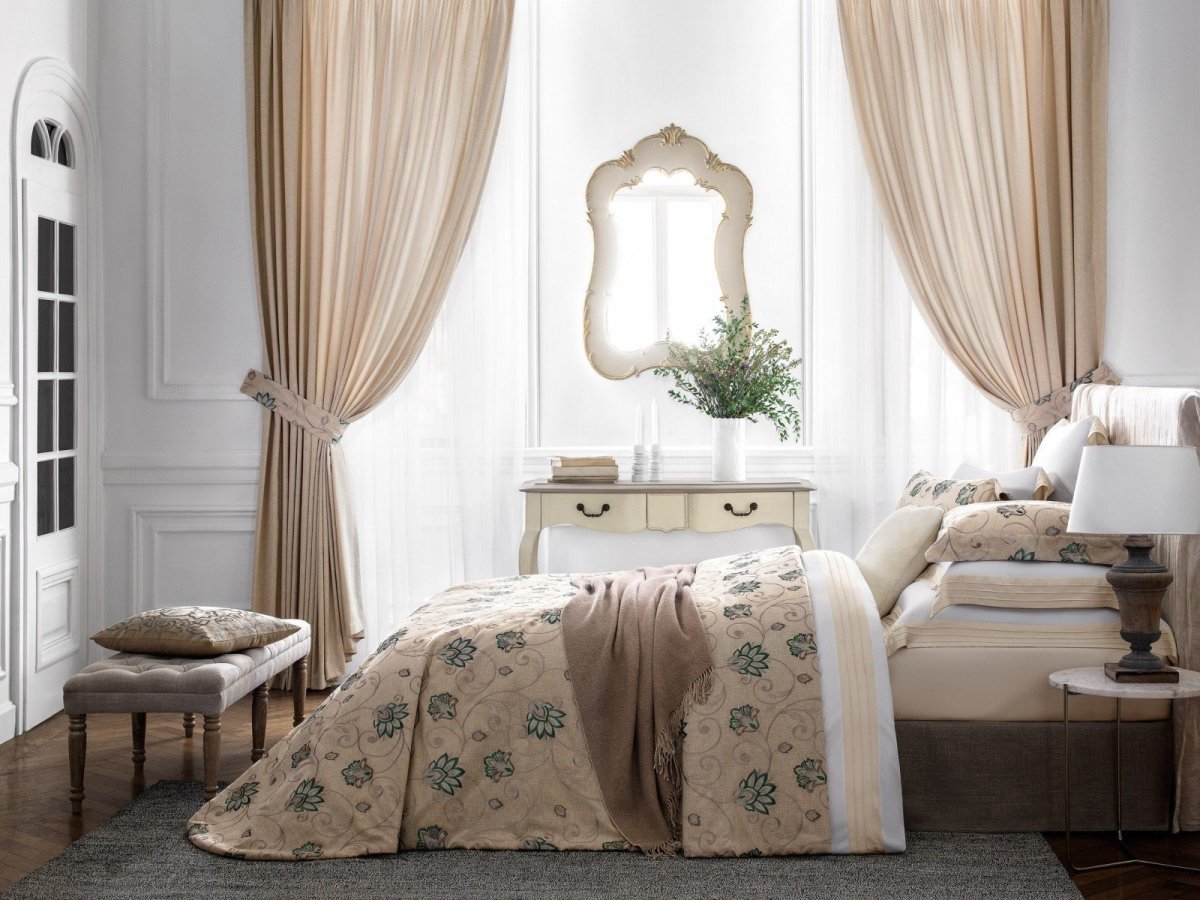 Цвет слоновой кости в интерьере спальни