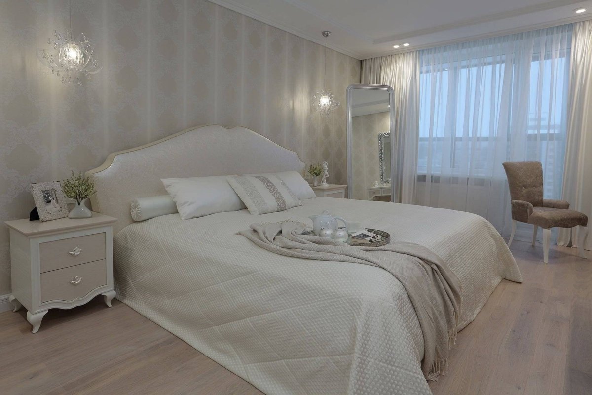 Спальня в тонах слоновой кости