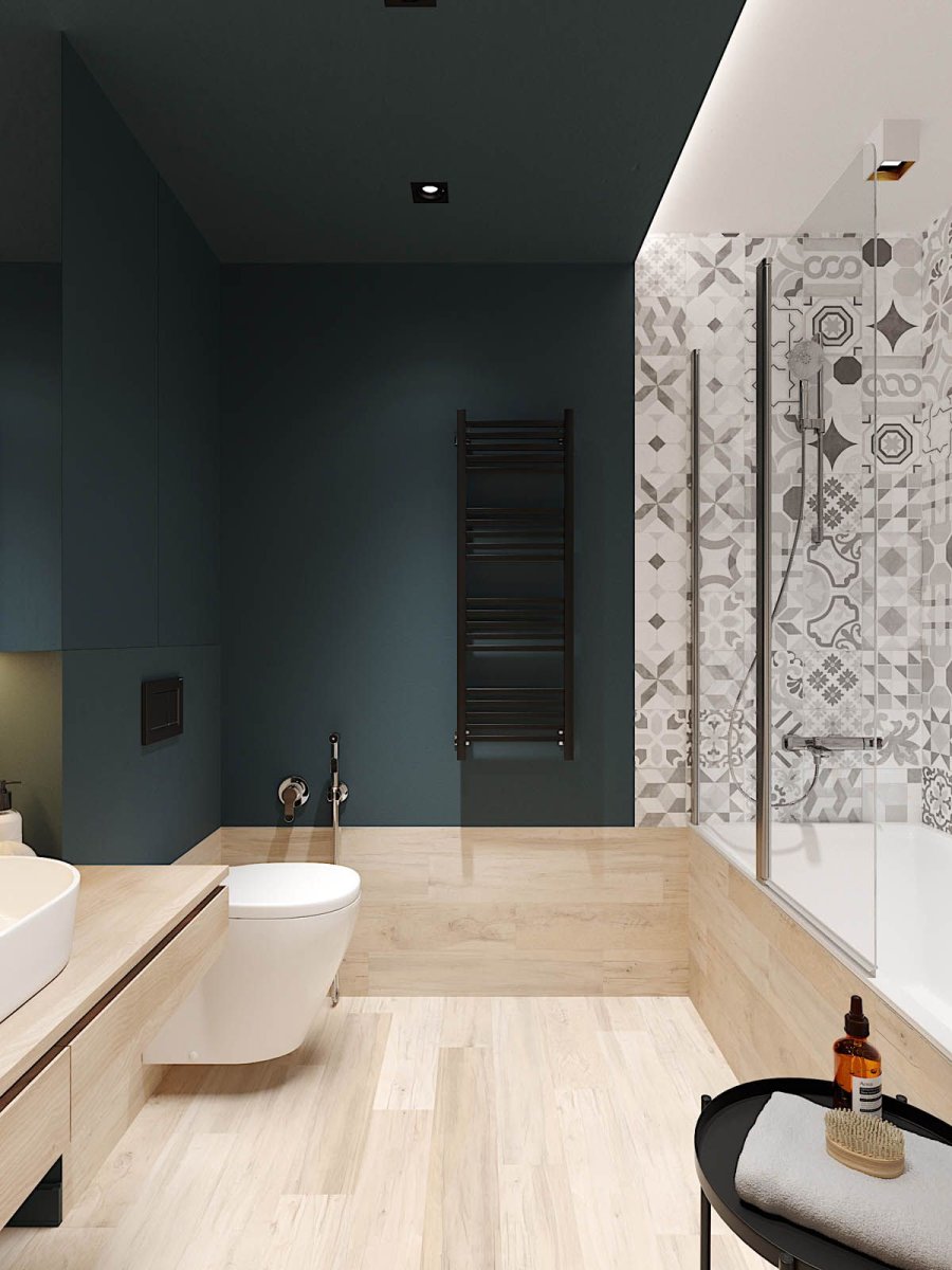 Ванная с окрашенными стенами