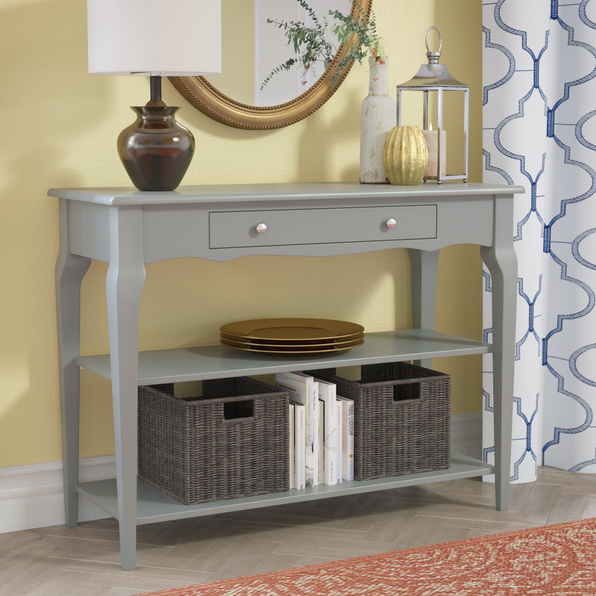 Консоль голубая узкая