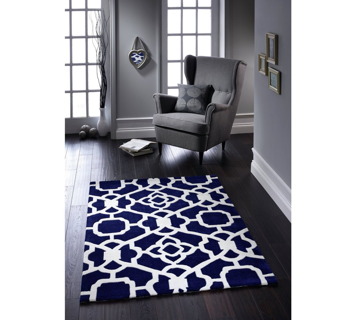 Шахматный синий ковер