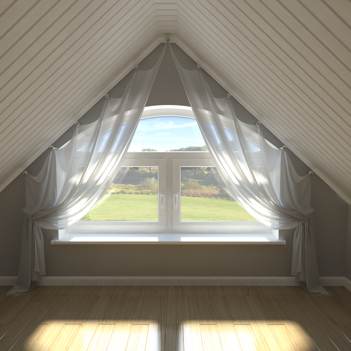 Полукруглое окно на мансарде