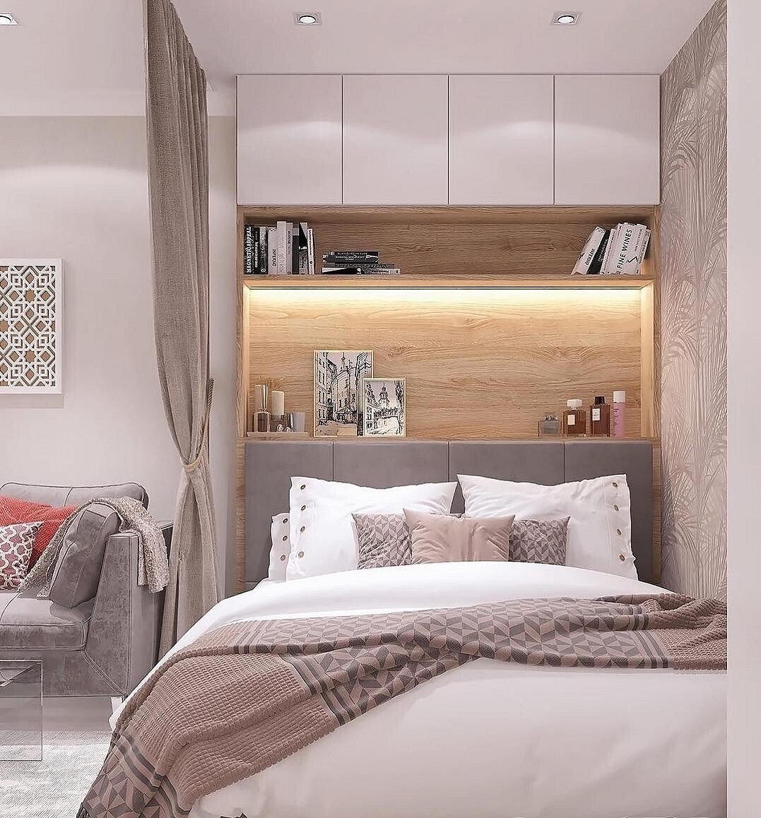 Подвесные шкафы над кроватью