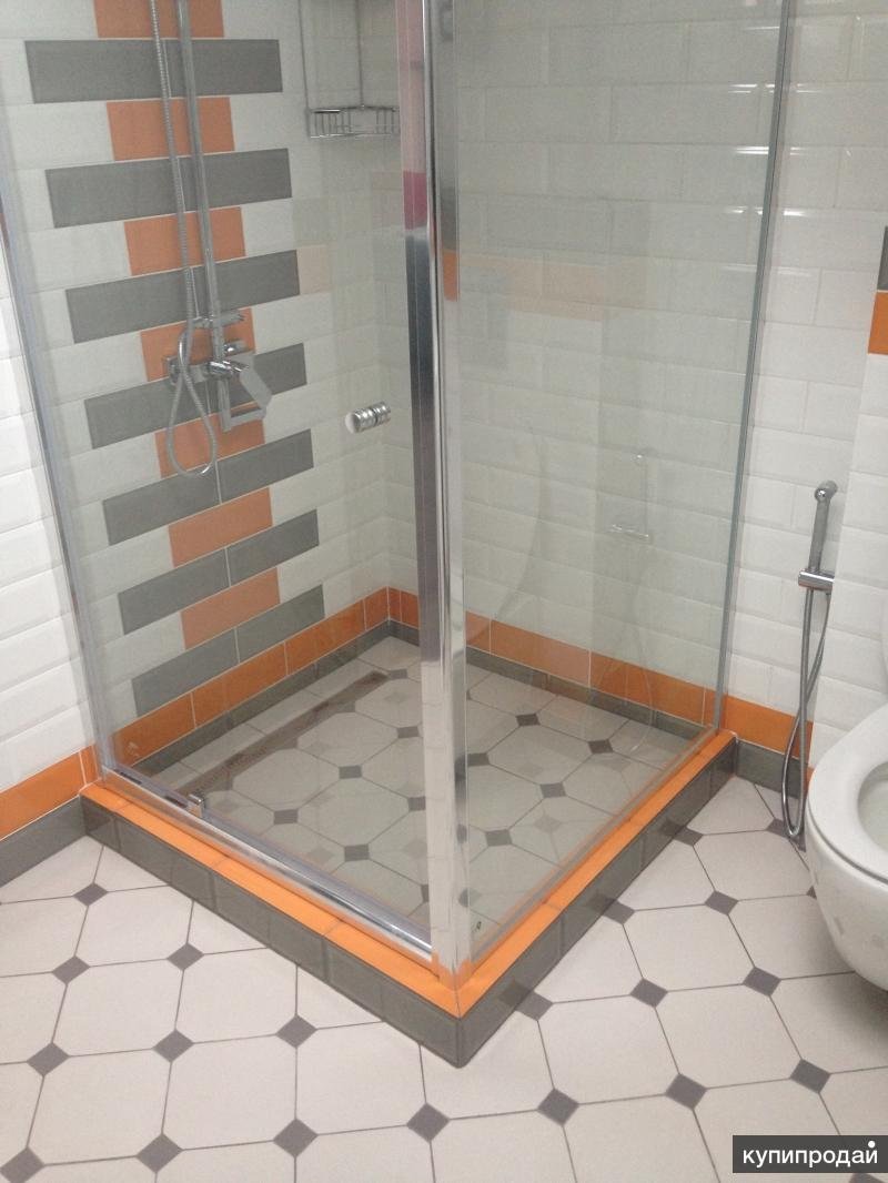 Душевой уголок без поддона с плиткой