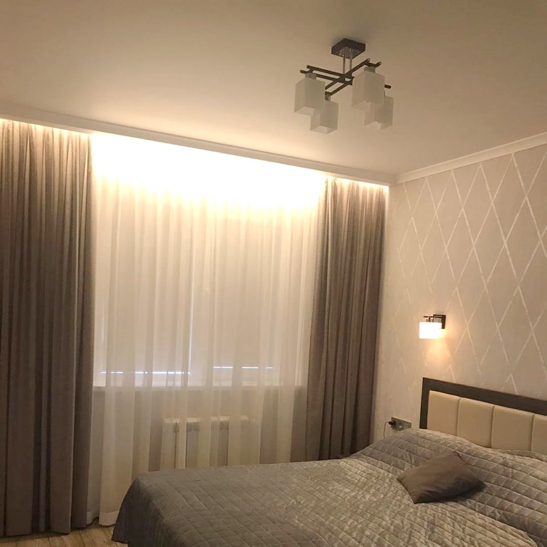 Подсветка штор натяжной потолок
