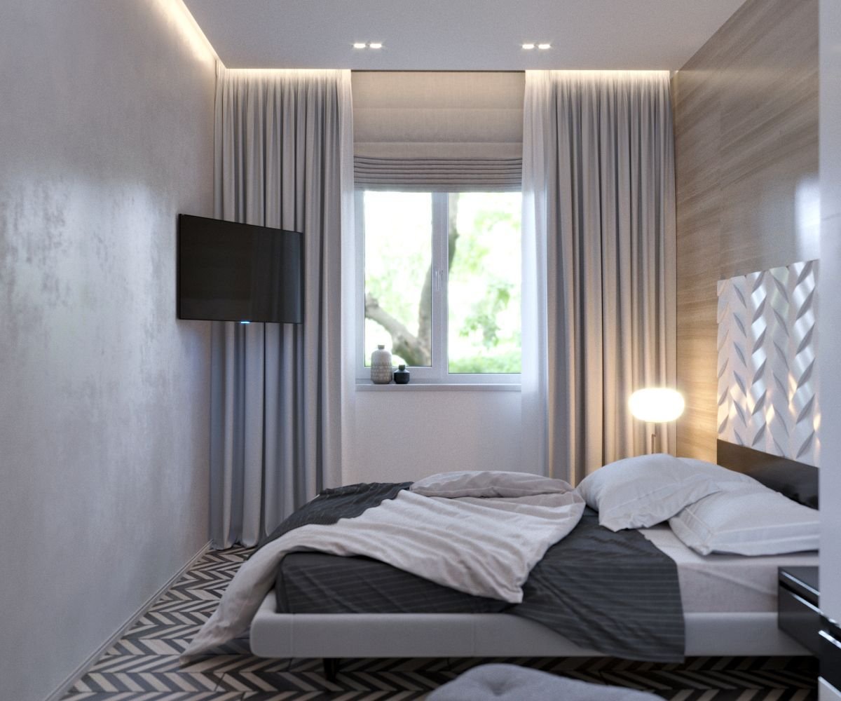 Теневой потолок в спальне