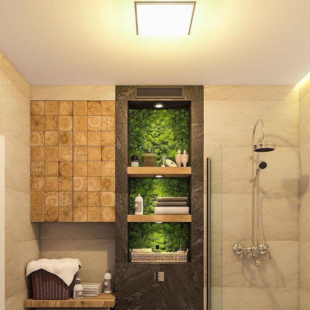 Интерьерный мох в ванной