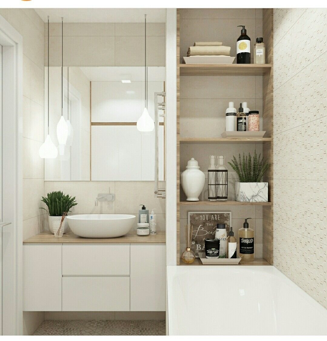 Ниша с полками в ванной