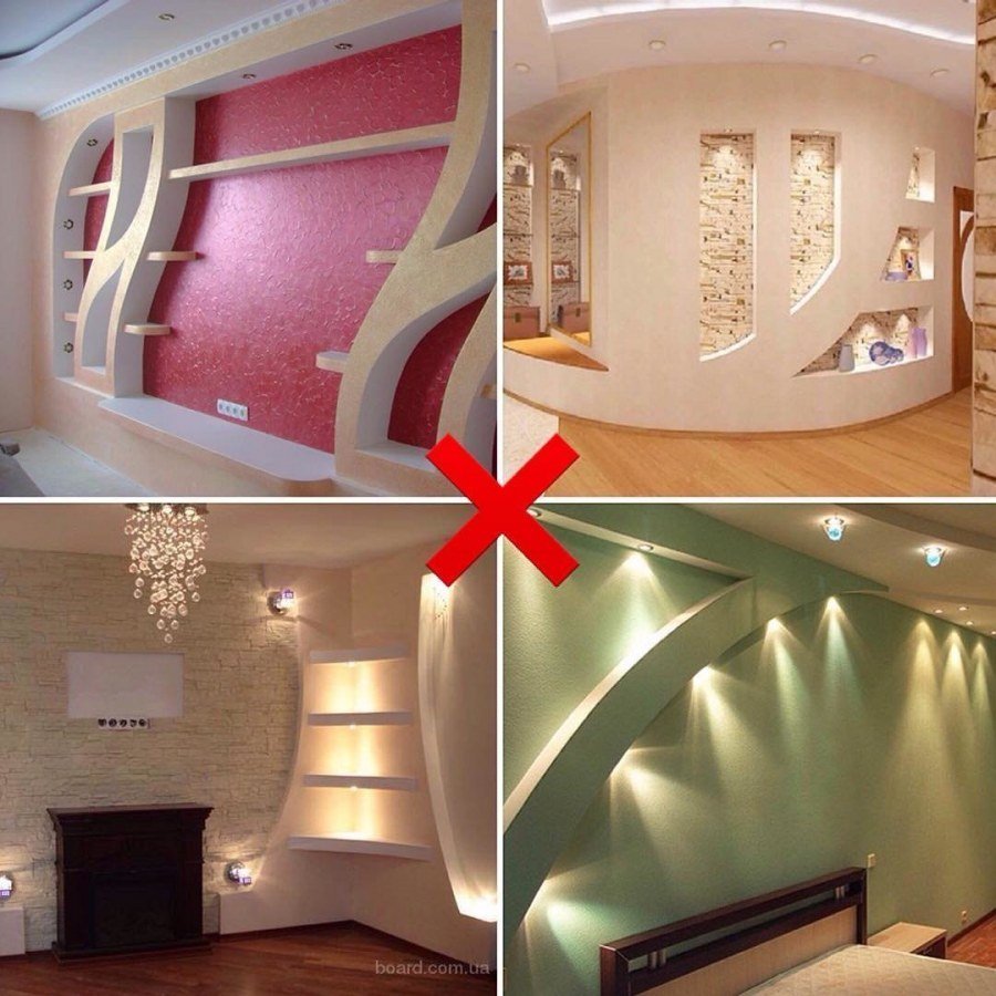 Декор из гипсокартона на стене