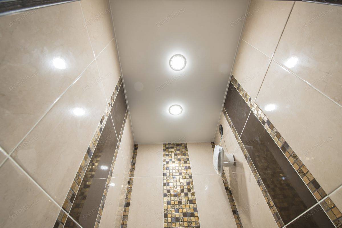 Натяжной потолок в туалете