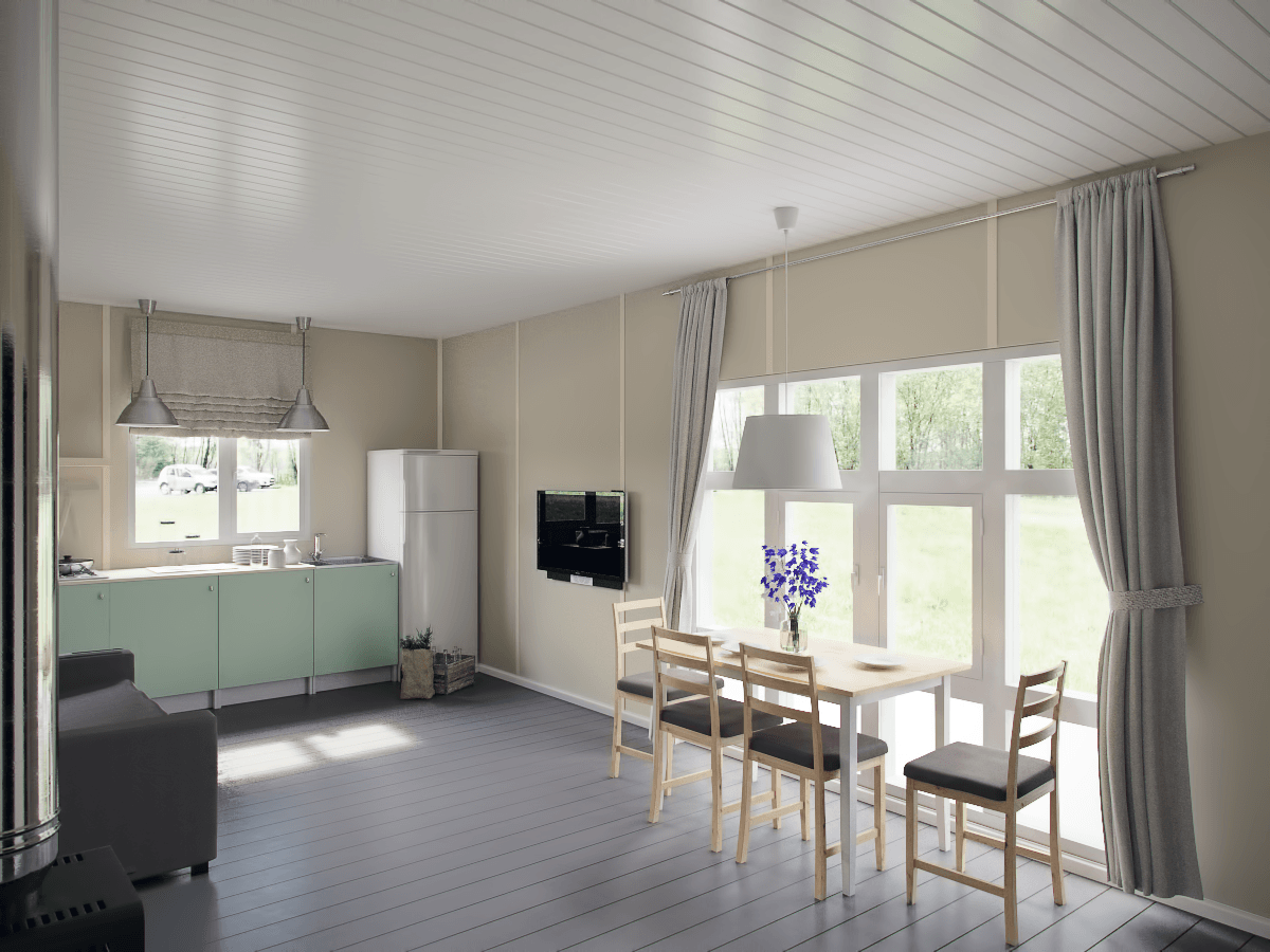 Интерьер каркасного дома внутри