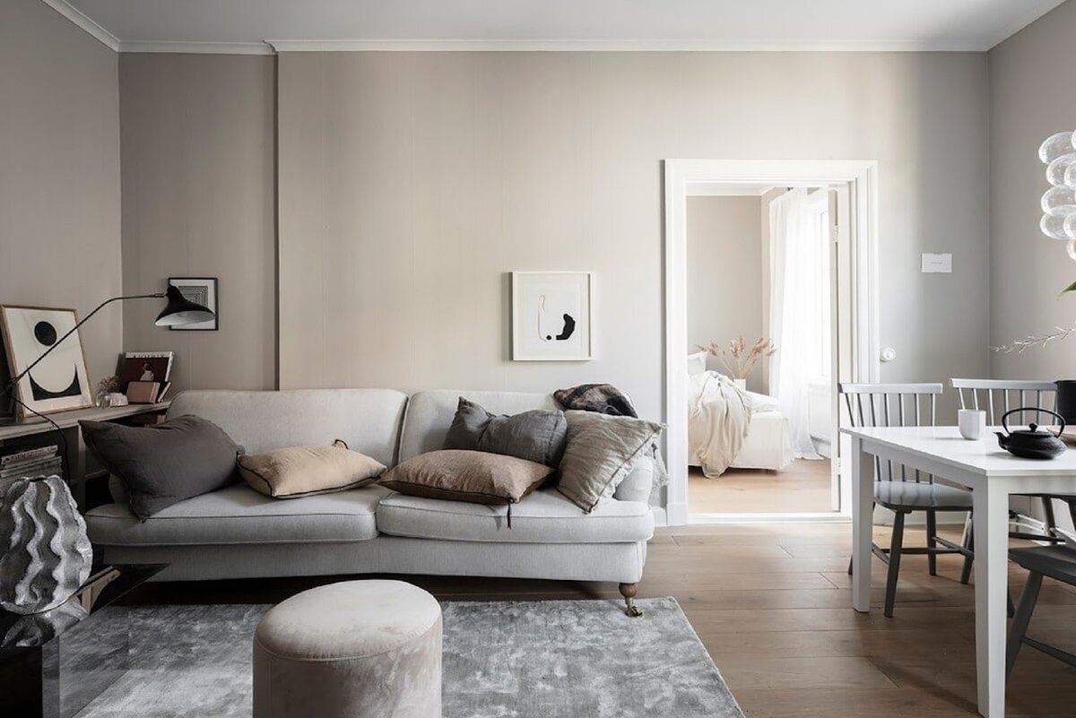 Серо бежевый цвет стен