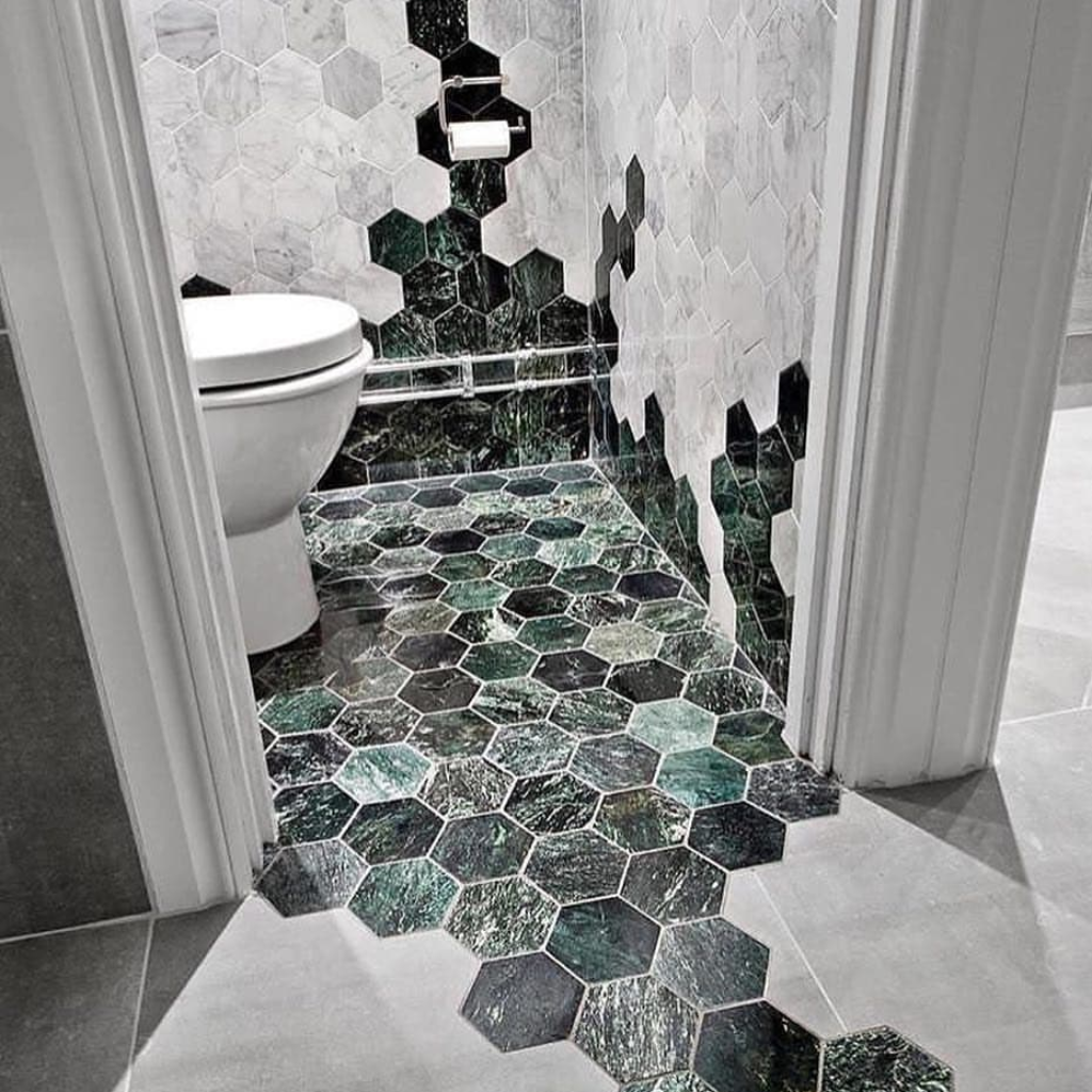 Плитка Hexagon зеленый мрамор