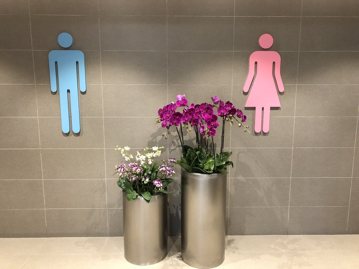 Искусственные цветы в туалетной комнате