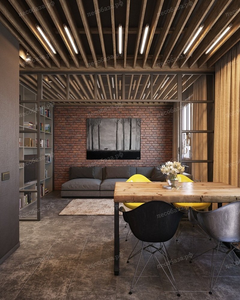 Кессонный потолок лофт