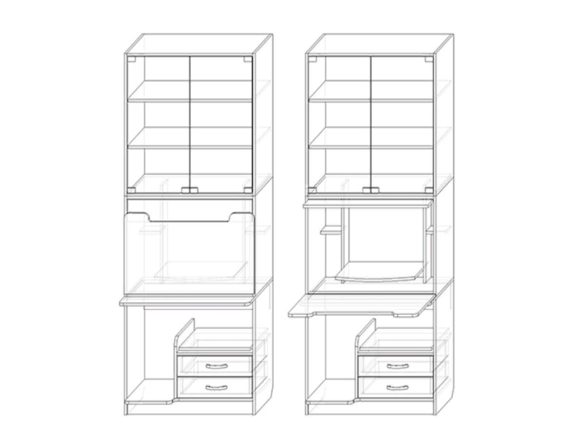 Эскиз шкафа с секретером