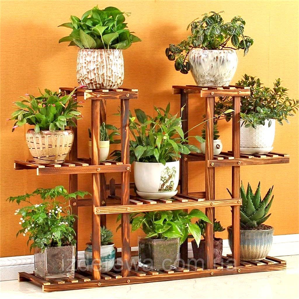 Стойка для цветов напольная деревянная