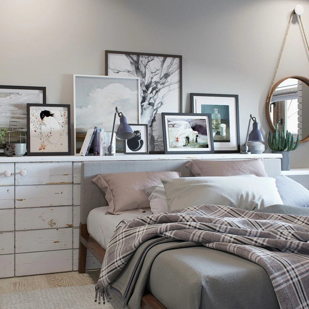 Зеркало в спальне Скандинавский стиль