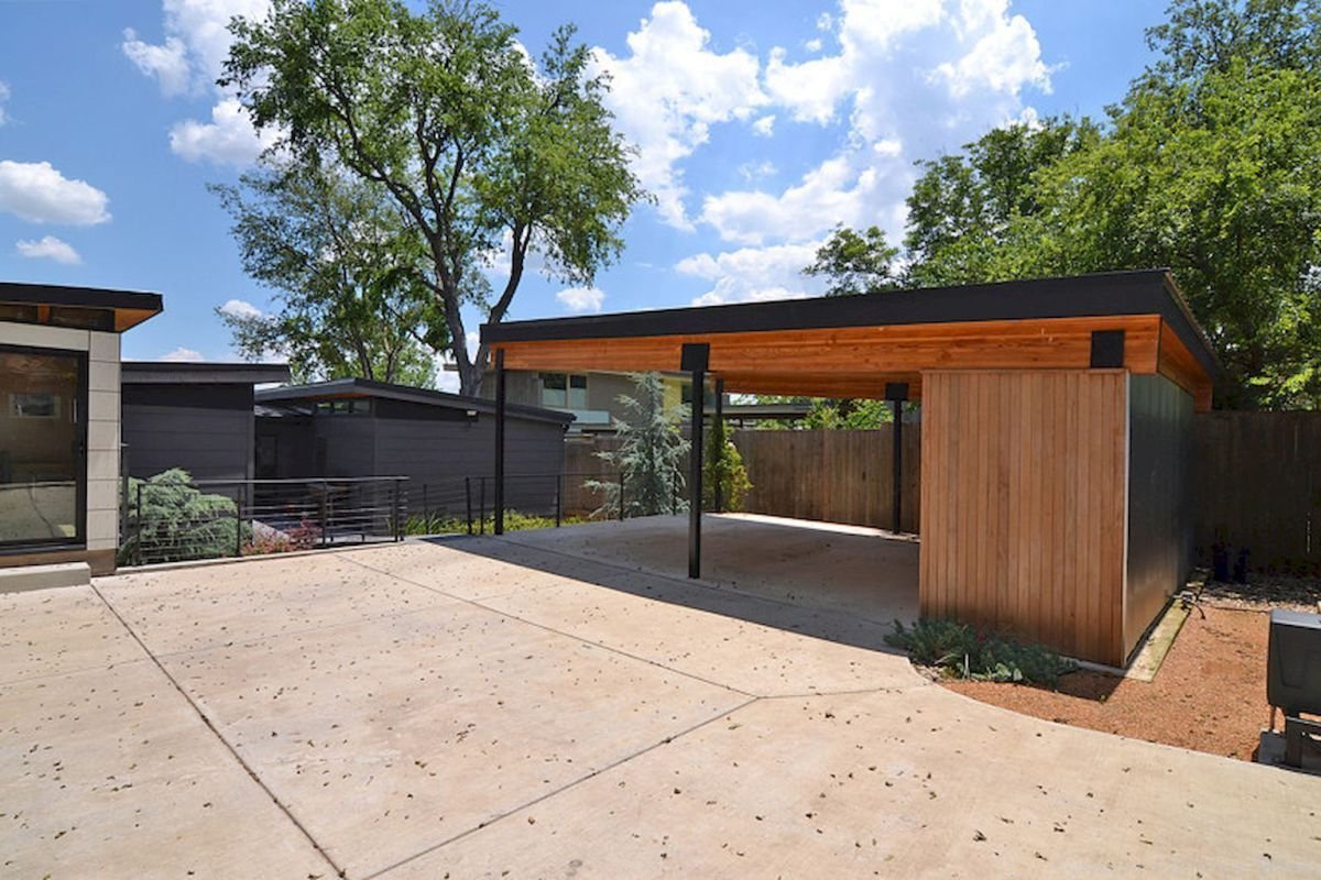 Гараж с навесом в современном стиле