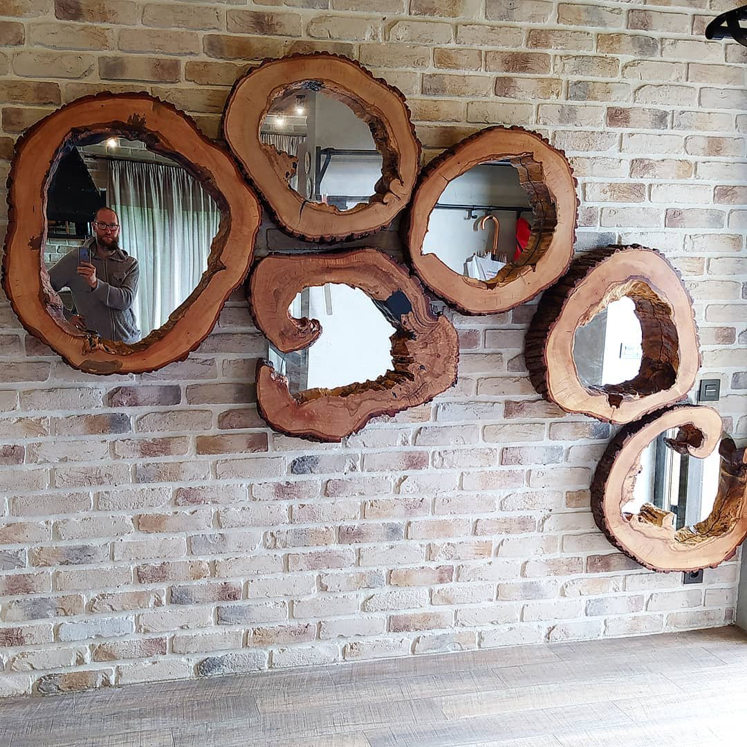 Декор на стену дерево и зеркало