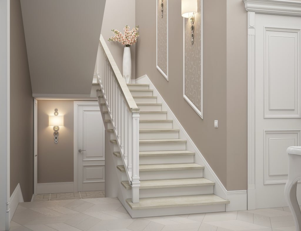 Деревянные лестницы белого цвета
